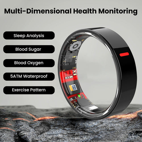Blood Sugar Blood Pressure Blood oxygen HRV Sleep Monitoring Waterproof Smart Ring