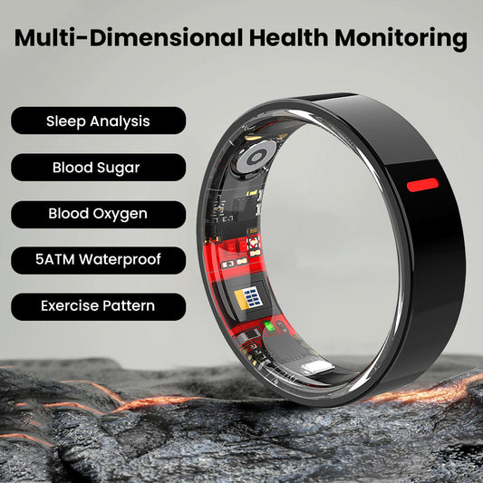 Blood Sugar Blood Pressure Blood oxygen HRV Sleep Monitoring Waterproof Smart Ring
