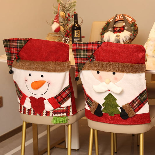 ✨CHRISTMAS DECOR✨HOT SALE🔥2024 NEW Christmas Theme Cute Snowman Old Man Moose Chair Back Cover