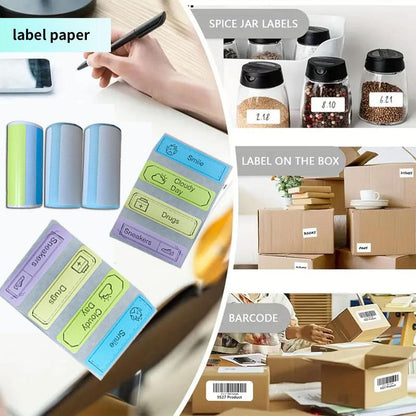 🌈Christmas Hot Sale 49% OFF - Portable Mini Printer , With 5 thermal papers + 5 self-adhesive papers + 3 colored papers + colored pens